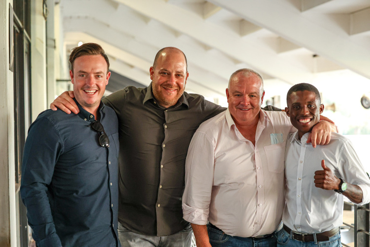 Jason Shield and Jonathan Blumber from Betway, with Mike de Kock and jockey Kabelo Matsunyane. (Pic: Troy Finch).